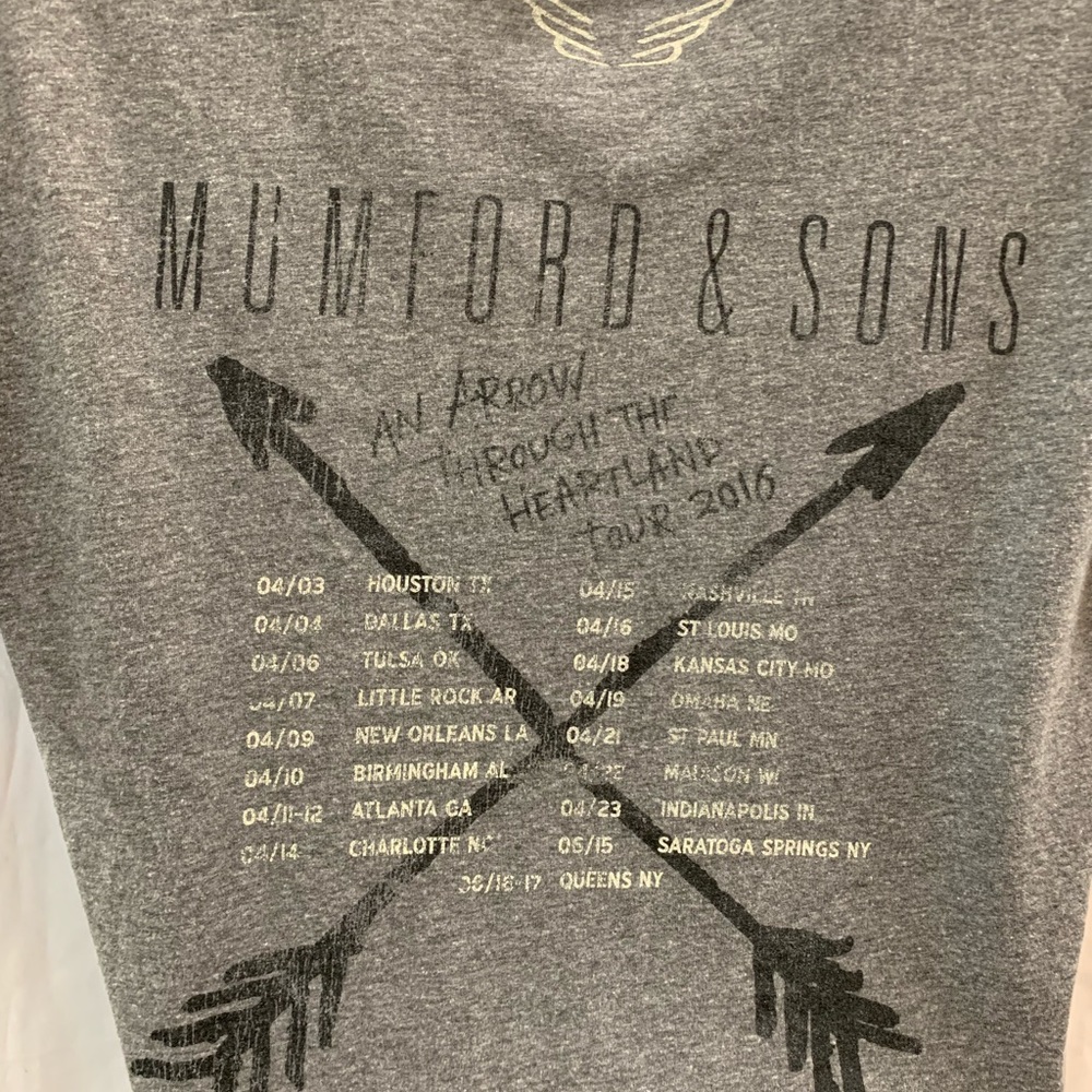 Next Level MUMFORD AND SONS An Arrow Through the Heartland 2016 Tour T-Shirt Lg - Picture 4 of 9